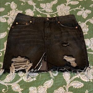 We The Free Black Distressed Mini Skirt